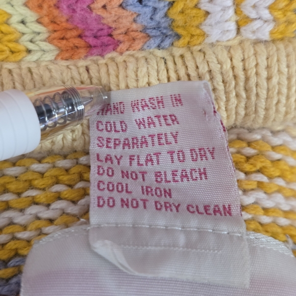 Vintage 90s Hooded Stripe Cardigan Ramie Cotton Boho Beachy Sweater Women M - Picture 7 of 7